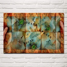 EX291 остров обезьян сокровище географические карты жизни комнатное домашнее настенное книги по искусству Декор деревянная рамка плакаты