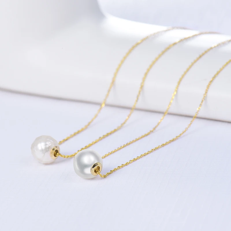 Ожерелье с жемчужной подвеской в виде морской воды|chain necklace pendant|chain pendantreal 18k gold |