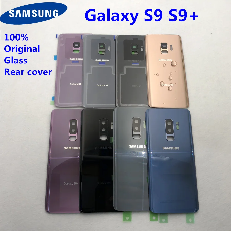 Для samsung Galaxy S9 Plus S9+ G960 G965 оригинальная задняя крышка для батареи Стеклянная Дверь Корпус задняя камера Стекло S9 задняя крышка