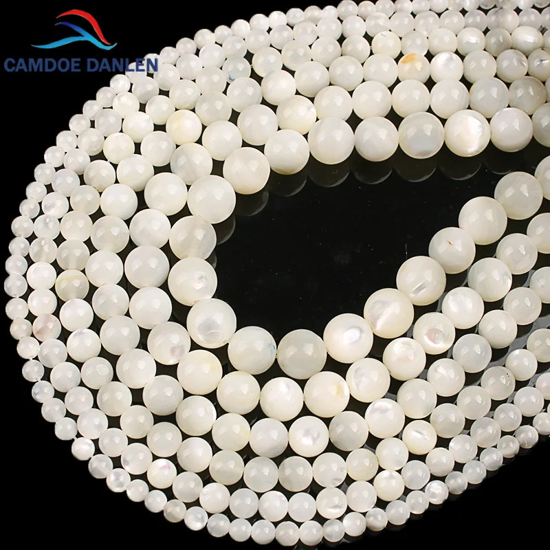 

100% Natural Glittering Pearl Shell Beads White Tridacna Giant Clam Round Beads 4 5 6 8 10 12MM DIY Beads For Jewelry Making
