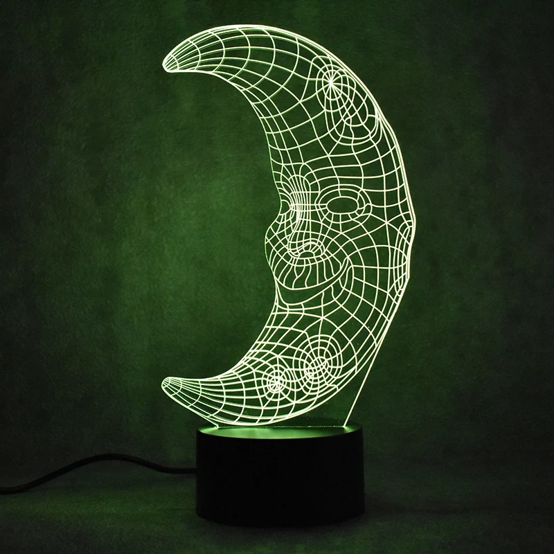 

Creative Kid 3D LED Night Light Colorful Visual Gradient Cartoon Moon Shape Home Atmosphere Decor Sleep Lighting Gifts Desk Lamp