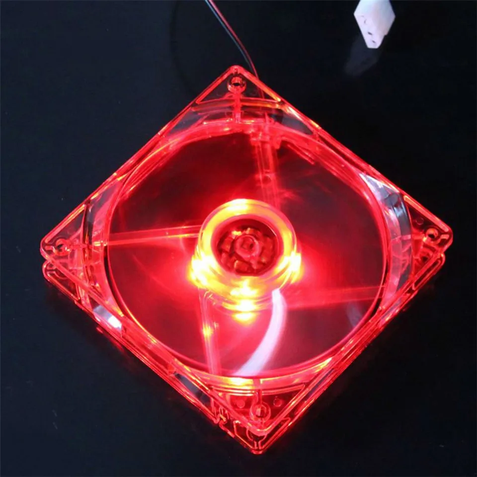 CPU Cooler Fan Five Colors Light PC Computer Fan Quad 4 LED Light 120mm PC Computer Case Cooling Fan Mod Quiet Molex Connector - Цвет: Red Light