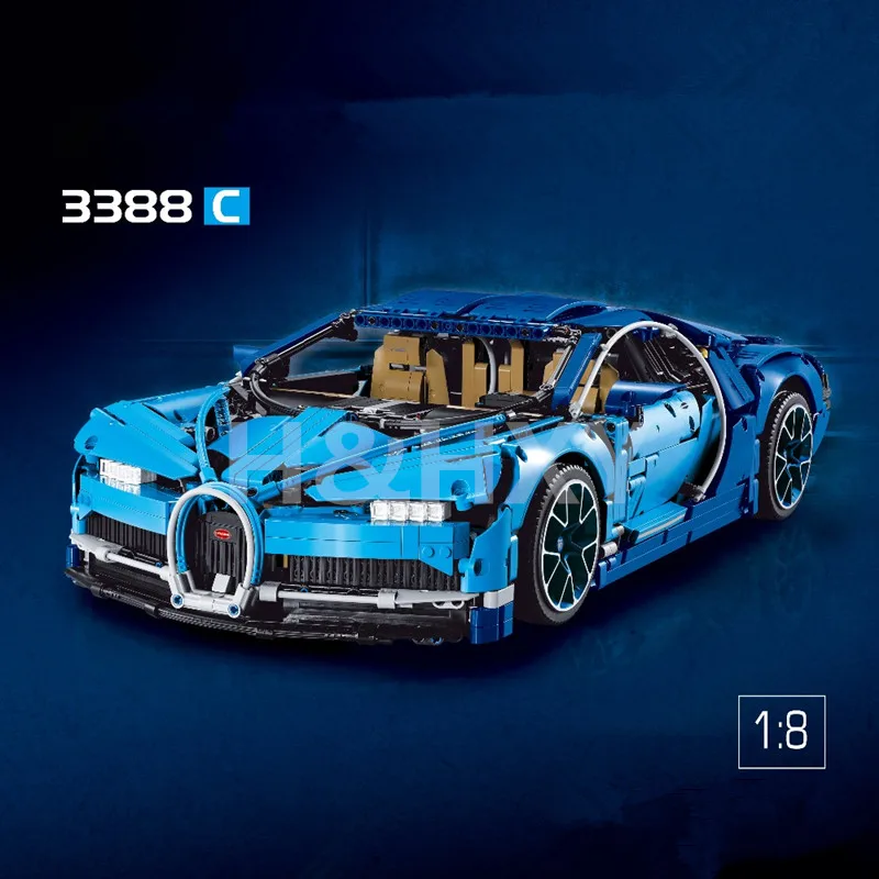 H&HXY Chiron Car bugattied 3625Pcs 3388 Racing DECOOL Model Building Blocks Bricks Toy legoingsew Technic Compatible 42083