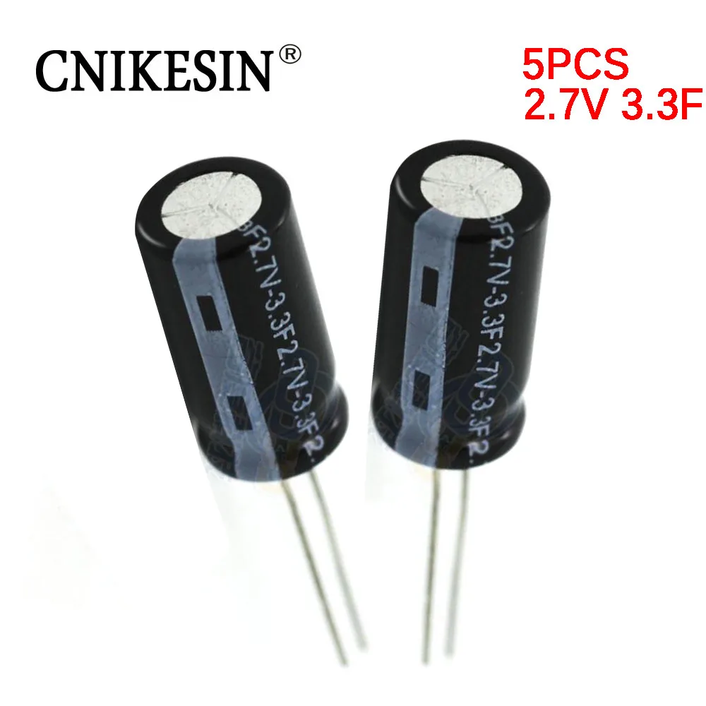 

CNIKESIN 5PCS 2.7V 3.3F Farah capacitance cylindrical 2.7V 3.3F P3.5 MM feet 2 R7335 Ultracapacitors