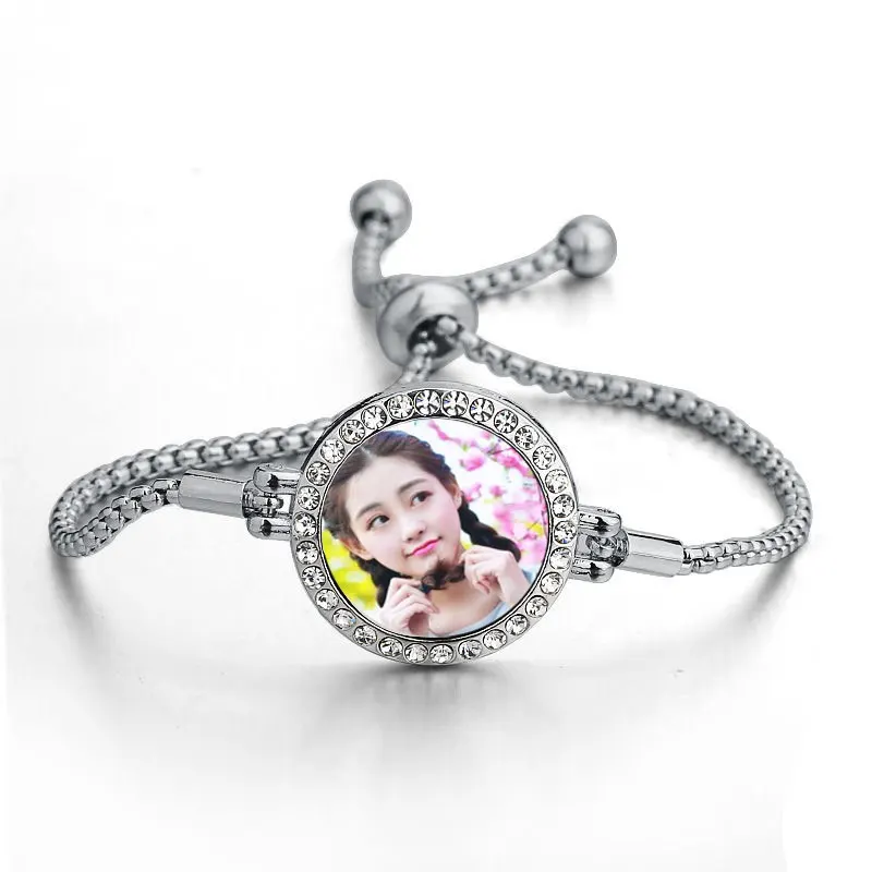 

button bracelets for dye sublimation fashion bracelet for women zircon jewelry hot transfer blank consumables 18mm wholesale