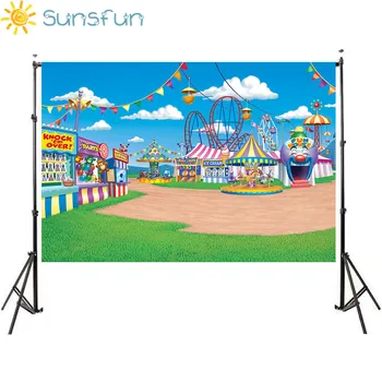 

Sunsfun 7x5ft Roller Coaster Amusement Castle Playground Carnival Garden Custom Photo Studio Backdrop Background Custom Vinyl