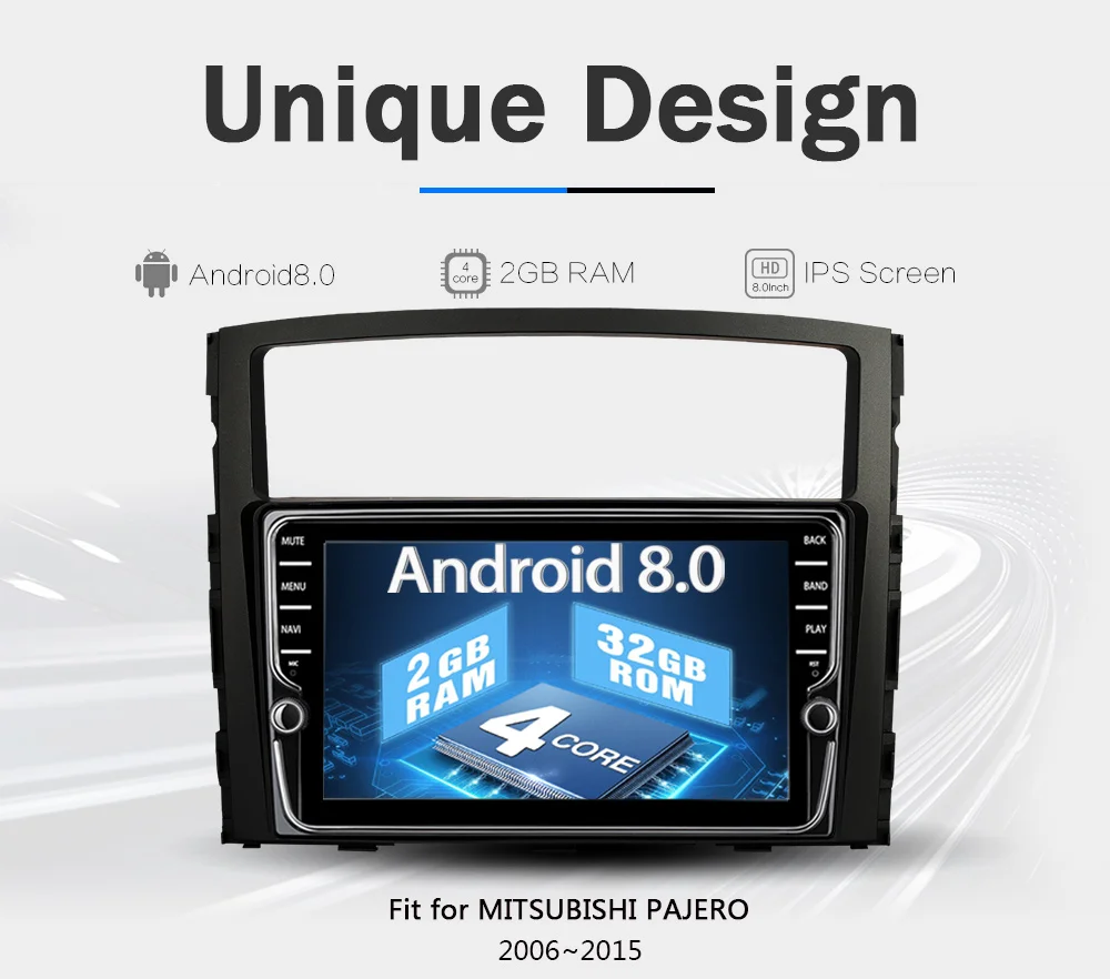 Clearance Funrover 2 din Android 8.0 car dvd multimedia Player For Mitsubishi Pajero V97 V93 2006-2015 car radio gps navigation IPS EQ RDS 2