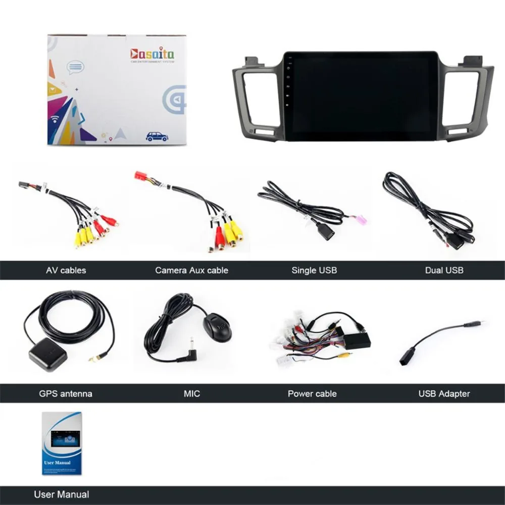 Top 10.2" IPS Android 8.0 1 Din Car Radio for Toyota RAV4 Multimedia 2014 2015 2016 2017 Autoradio Octa Core 4G 32G WIFI Navigation 3