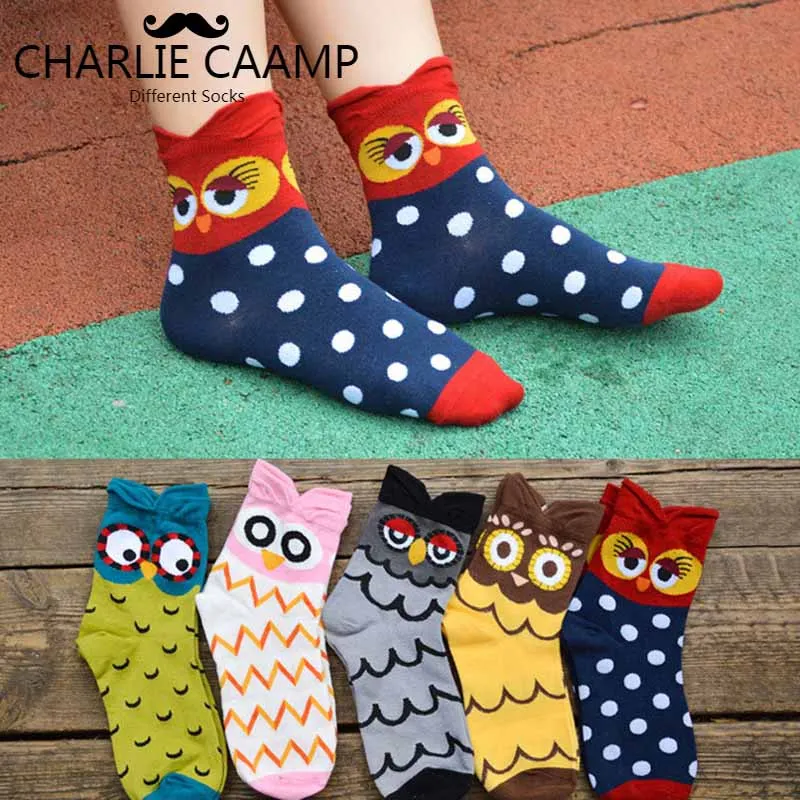 Для женщин однотонные носки всесезонные модные Новые 5 цветов Стильная футболка с изображением персонажей видеоигр Сова серии женские тренд Harajuku личность забавные носки F256