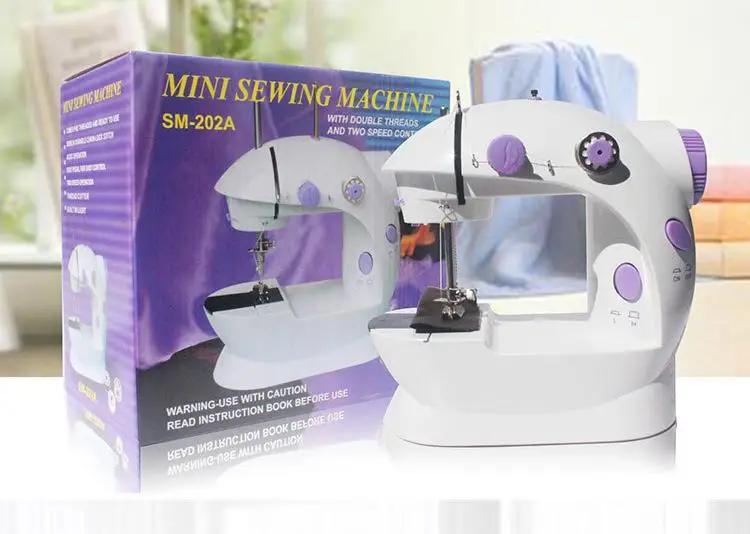 

Mini Sewing Machine Electric Battery Powered Household Dual Speed Adjustable Stitching Tool Travel Home Use EU US Plug