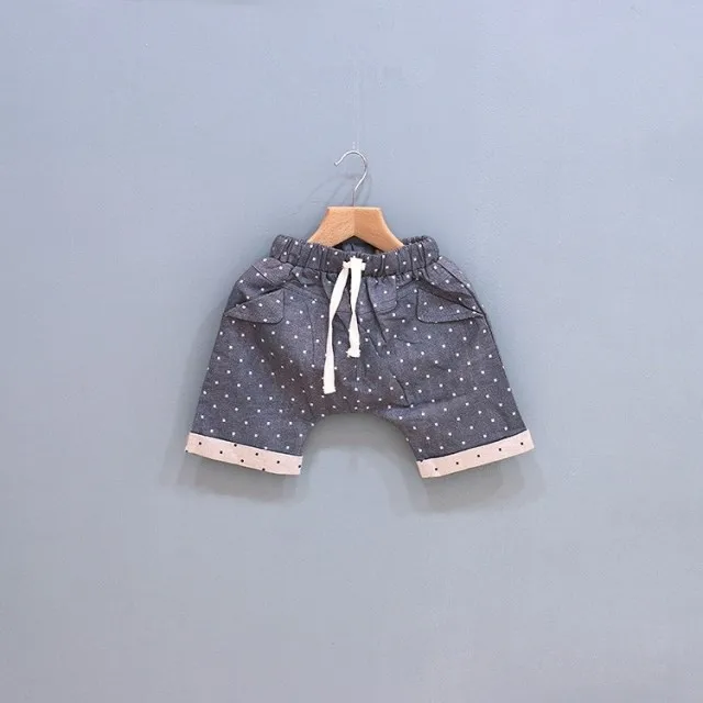Children's pants good quality child denim dot roll up hem shorts