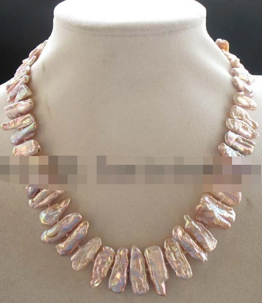 

HOT 003523 freshwater pearl purple biwa necklace 17