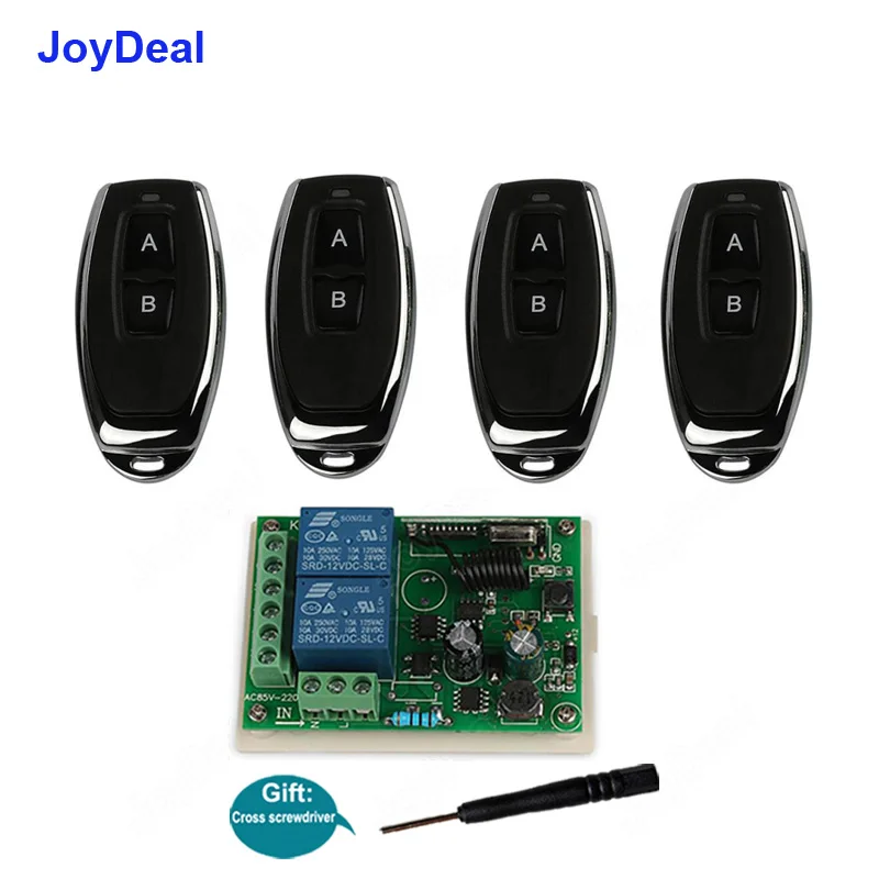 

433Mhz Universal Wireless Remote Control Switch AC 110V 220V 2CH Relay Heterodyne Receiver Module and 433 MHz RF Remote Controls