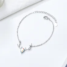 925 стерлингового серебра Кристалл Лунный камень Олень браслет для женщин браслет и браслет бижутерия подарок на день рождения SL353