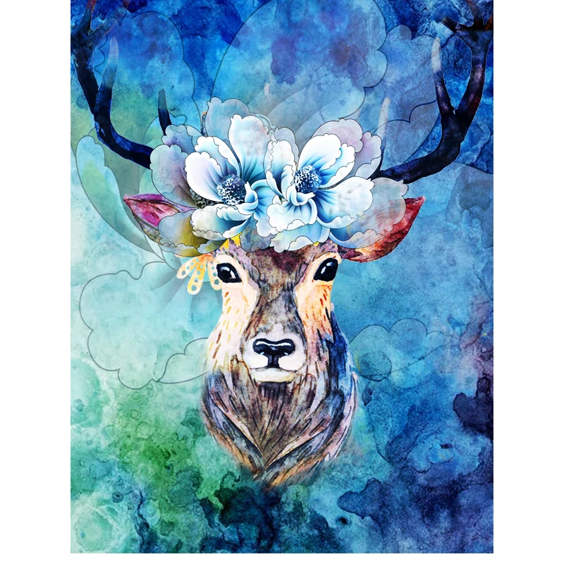 

Hot Sale DIY Diamond Embroidery Full Round Drill Simple Modern Diamond Painting Cross Sitich Kit Deer Animal Pattern Home Decor