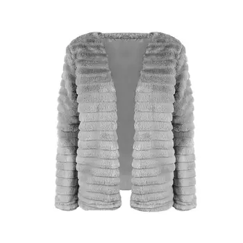 

Fashion Causal Winter Women V Neck Knitted Female Solid Color Long Sleeves Imitation Rabbit Fur Coat