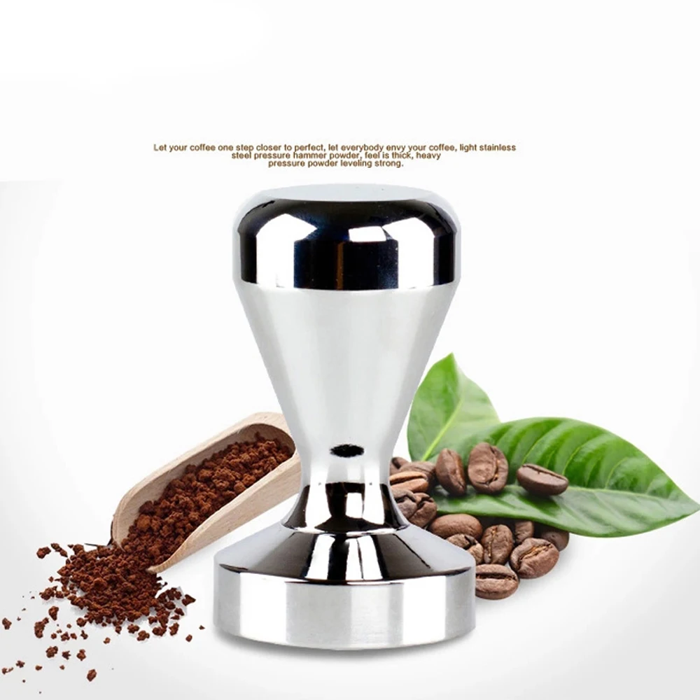 

Food Grade Material 51mm Coffee Barista Espresso Flat Tamper Base Clear Body Steel Coffee Press Hammer