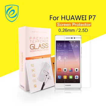 

10PCS/LOT High Quality Glass Screen Protector for Huawei P7 0.26mm 2.5D Tempered Glass Protective Film