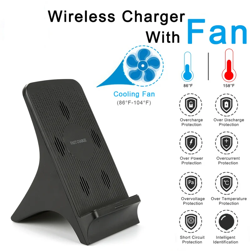 Universal Vertical 10w Portable Fast Qi Wireless Charger Cell