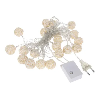 

20 Rattan Ball LED String Light Warm White Fairy Holiday Light for Party Decoration Lights Garland AI88
