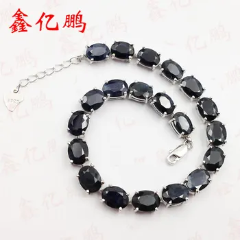 

925 silver inlaid natural sapphire bracelet female 6 x8mm