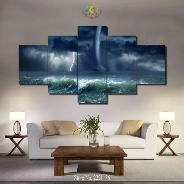 3 4 5 panels set water dragon tornado new hd art canvas painting