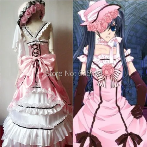 Cos Black Butler Ciel Phantomhive Cosplay Costume Pink Party Dress