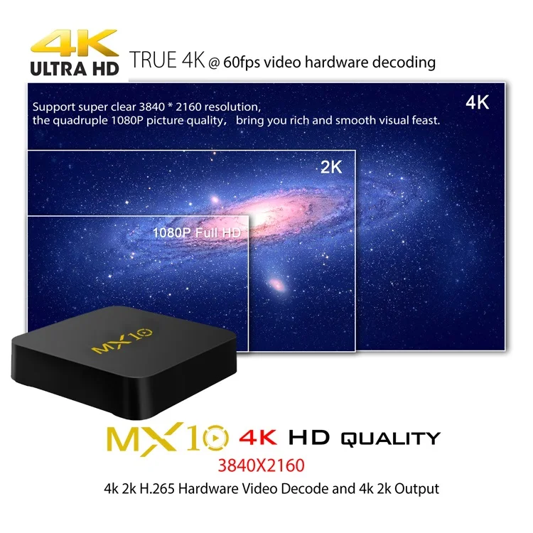 MX10 Android ТВ BOX Android 9,0 RK3328 Quad core 4G Оперативная память 32G Встроенная память 3D 4 K HDR10 H.265 USB 3,0 Media Player IP ТВ телеприставки