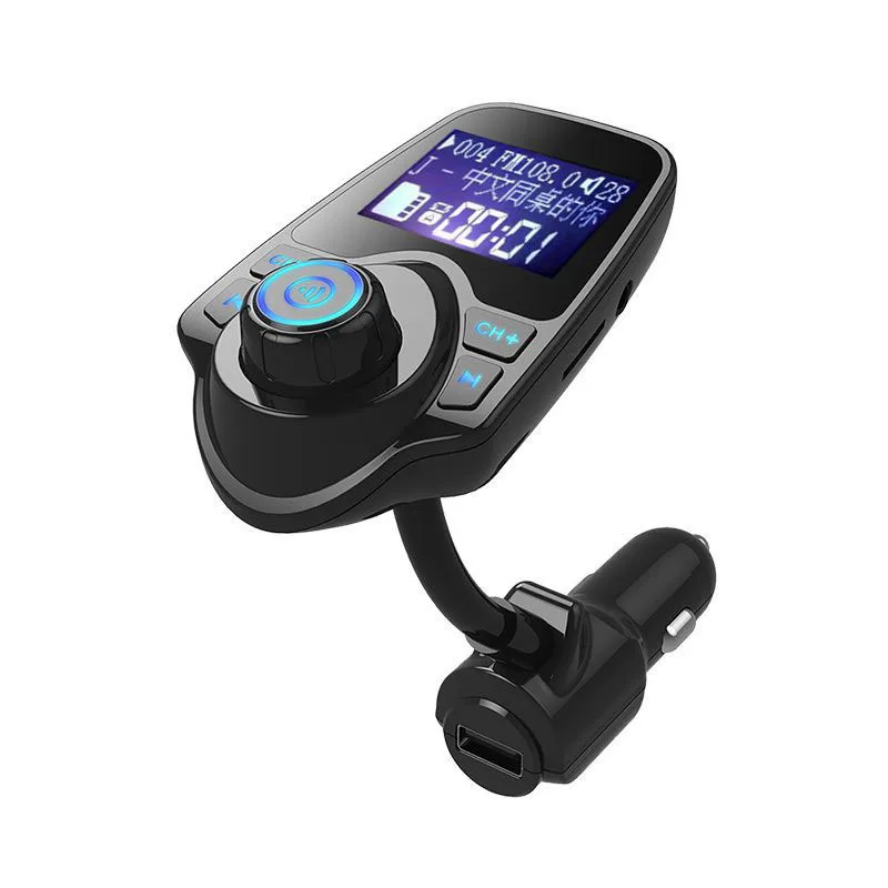 ALLSOME T10 Bluetooth Car Kit комплект для громкой связи fm-передатчик MP3 Music Player 5 V 2.1A USB Автомобильное Зарядное устройство, отверстие AUX линейный вход и линейный выход - Название цвета: Blue Light