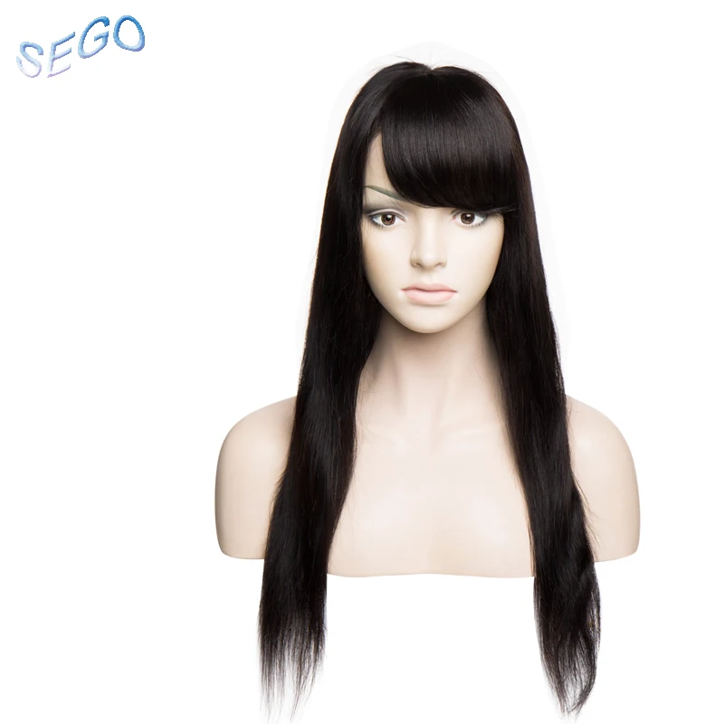 SEGO 10*12 чистый цвет человеческий накладная челка градиентная челка Прямой зажим в наращивание волос челка не Реми человеческие волосы