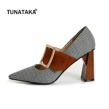 Suede Square Heel Buckle Black Brown