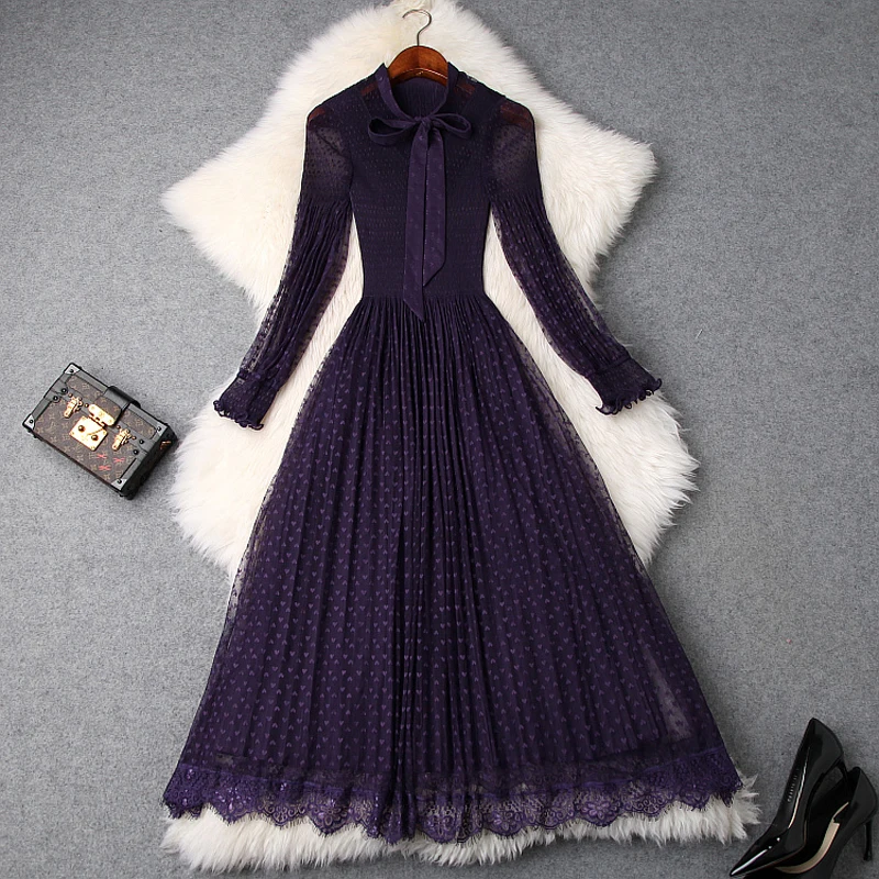 Spring 2021 new Superior quality Office Lady long dress women's Womanliness Reception dresses casual summer Bow Lace Party Dress | Женская