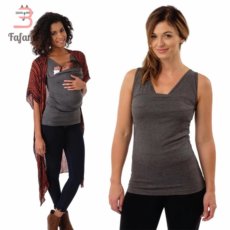 Breastfeeding Clothes Maternity Multifunctional Kangaroo Tank Top Dad T shirt Nursing lactation Feed Clothes For Pregnant Women