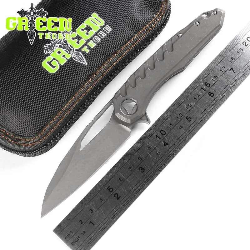 

Green thorn Sigil MK6 Flipper folding knife M390 blade titanium handle camping hunting outdoor survival pocket Knives EDC tools