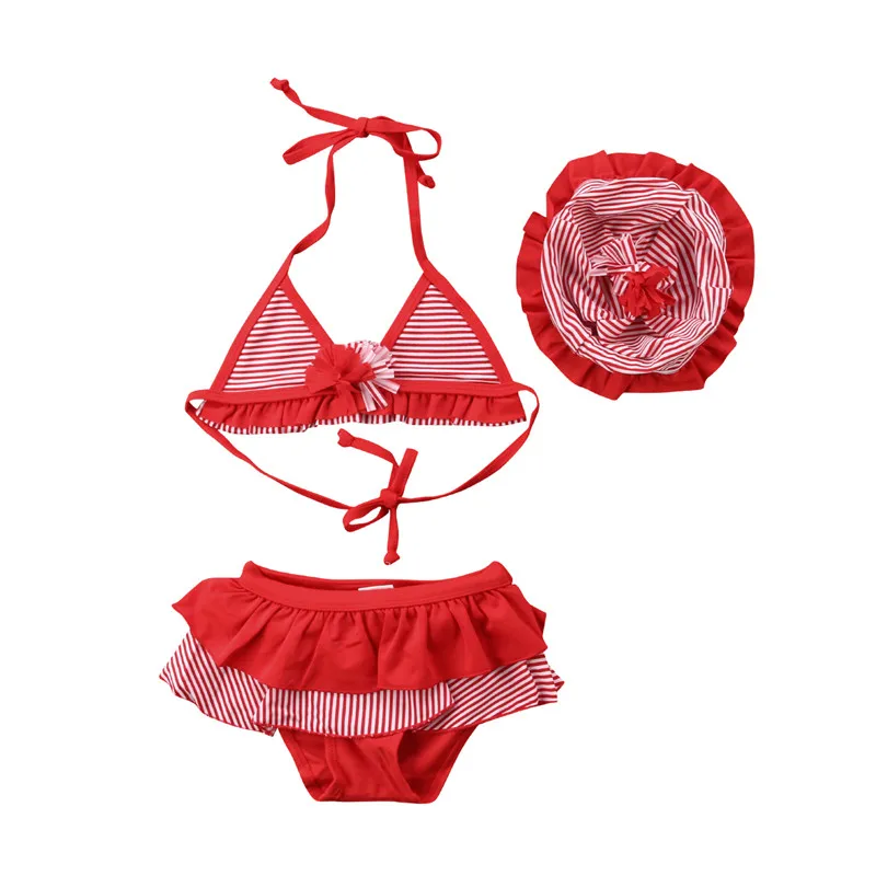 

Toddler Kids Baby Girls Red Striped Tankini Bikini Set Swimwear Swimsuit Bathing Suit Summer Beachwear