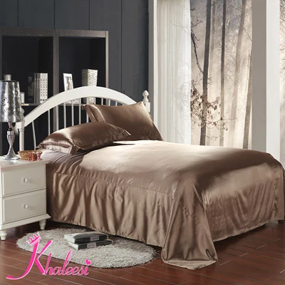 light brown luxury 4pcs silk bedding set linen bedclothes bed sheet light brown sheets