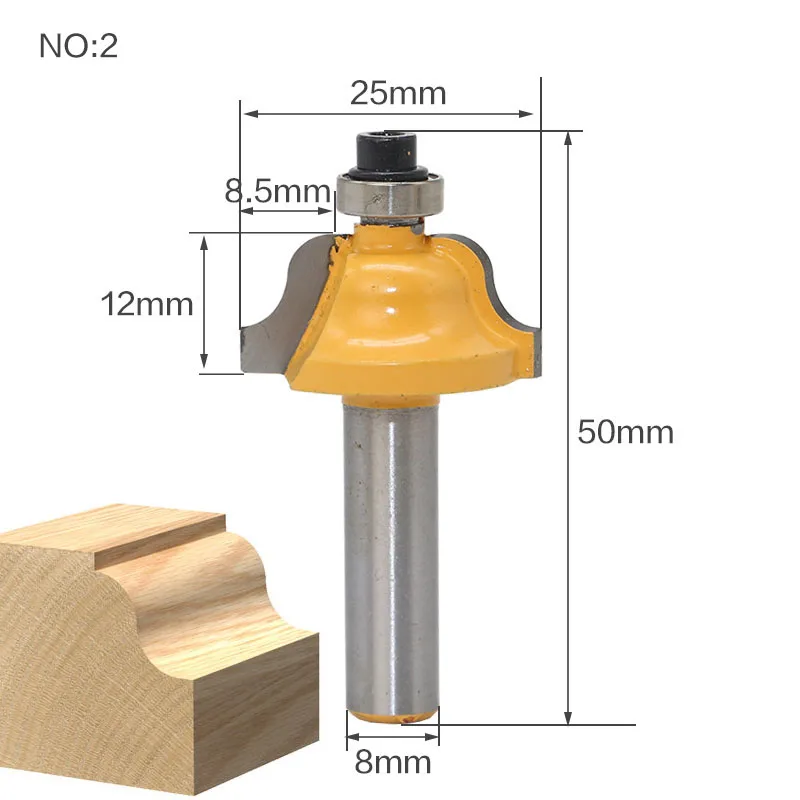 1 шт. 8 мм хвостовик древесины маршрутизатор бит прямой Концевая фреза триммер очистка заподлицо отделка угловая круглая бухта коробка биты инструменты фреза - Длина режущей кромки: NO2
