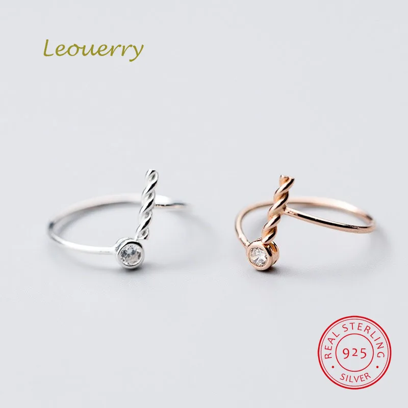 

Leouerry 925 Sterling Silver Irregular Twist Thin Open Rings Elegant Zircon Women Adjustable Finger Ring Fine Silver Jewelry
