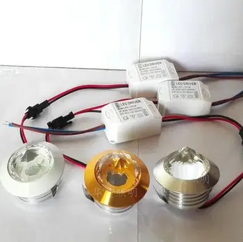 شراء1 واط 3 واط كريستال لمبة ليد موجهة صغيرة خزانة مصابيح AC85-265V LED راحة السقف LED أسفل ضوء الألومنيوم داخلي ضوء