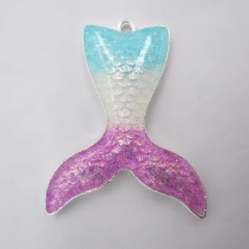 

15pcs/lot 4*3.2cm Fashion Pendant Jewelry Accessories Alloy Fish Mermaid Tail Pendant For Women Girl Necklaces Key Chain Handbag