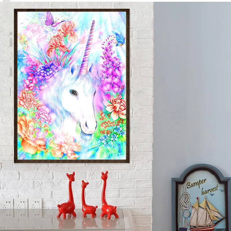 

Wall stickers 5D DIY Diamond Painting Garland Unicorn Embroidery Patterns Cross Stitch 2019 Needlework diamond Rhinestone