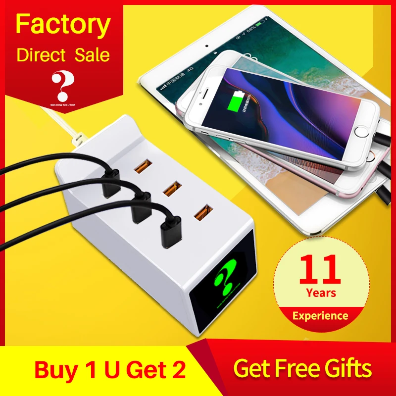 

Fast Charger Universal Smart Quick Charge Mobile Phone Adapter USB Charging Station Power Socket for Xiaomi iphone X Samsung s9