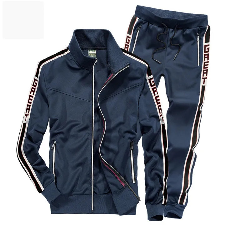 Мужская одежда AFS JEEP спортивный костюм мужской спортивный костюм куртка и брюки Повседневный брендовый костюм весна осень мужские куртки брюки - Цвет: Синий