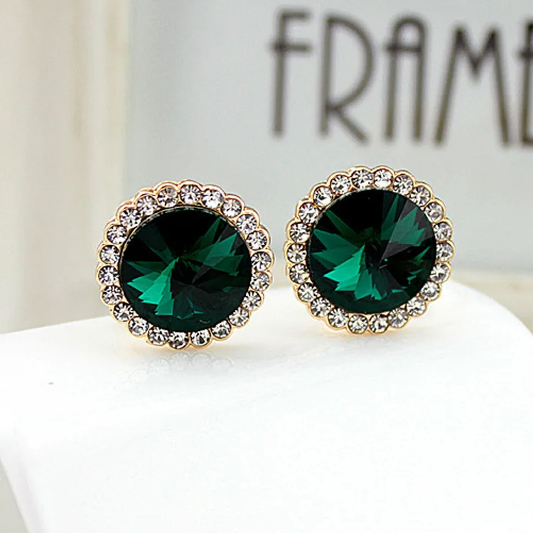 Elegant Created Green Crystal Stud Earrings Fashion Jewelry Women Wholesale ZYE108in Stud