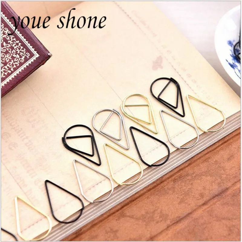 

30PCS MINI simple RAINDROP shape paper clips cute metal SLIVER bookmarks clips office supplies Pocket Decoration stationery L