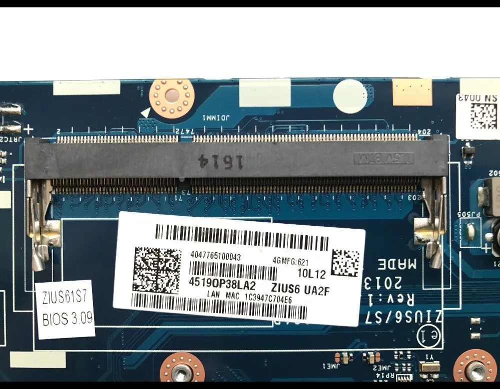 Высокое качество ZIUS6/S7 LA A321P для Lenovo S410 материнская плата ноутбуков FRU: 90006019 SR1E8 3558U