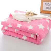 Baby Blanket Thermal Coral Fleece Star Blanket Infant Swaddle Nap Receiving Stroller Wrap For Newborn Baby Bedding Bebe Blankets 2