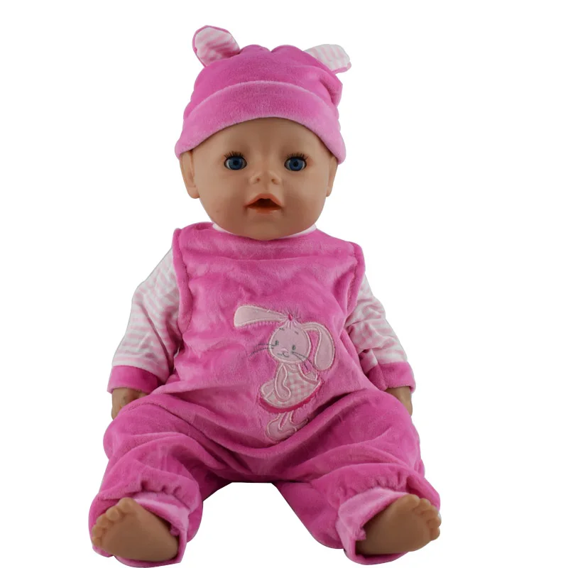 

Rabbit Warm Jumpsuits+Hat Wear fit 43cm Baby Doll Clothes and Accessories, Children best Birthday Gift (only sell clothes)