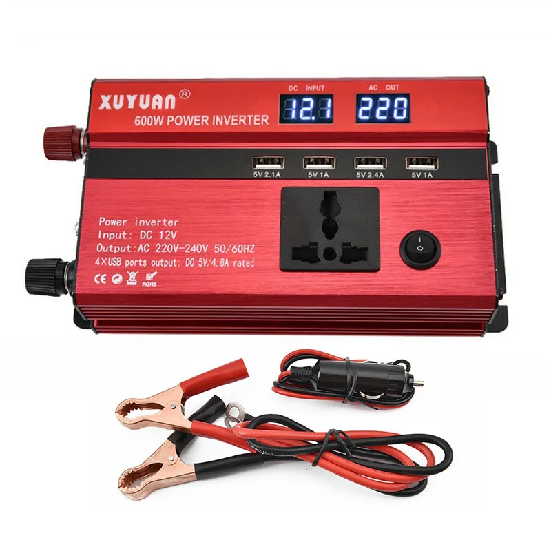12v DC AC Power Inverter Dual Display Peak Power 600W Inverter Car Charger Adapter Converter Modified Sine Car Power Inverter (8)