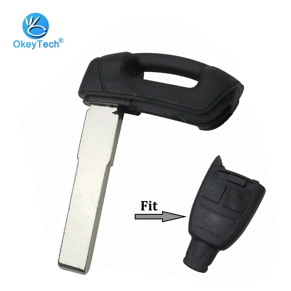 

OkeyTech Uncut Blank Insert Small Blade for Fiat Grande Punto Panda 3 Button Smart Key Shell Black Metal Emergency Keys